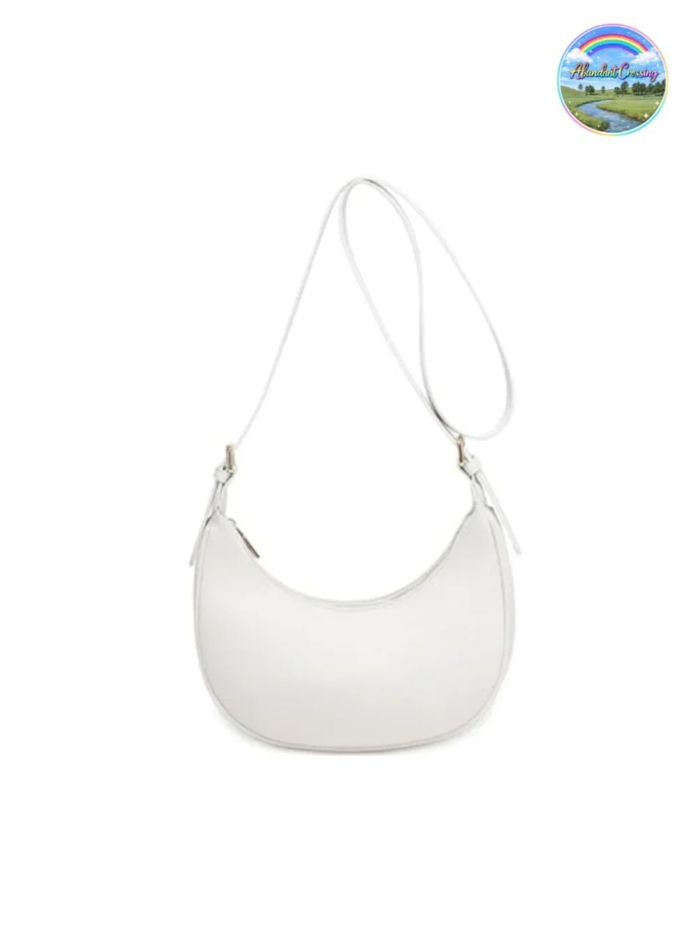 Small Faux Leather Crescent Hobo Crossbody Bag with Zipper